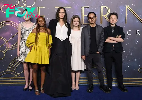 Angelina Jolie with five of her kids