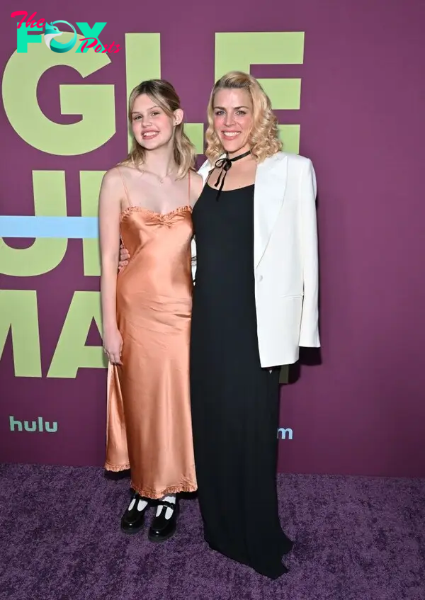 Birdie Leigh Silverstein (L) and Busy Philipps attend Freeform's "Single Drunk Female" Season 2 Premiere at Midnight Theatre on April 11, 2023 in New York City