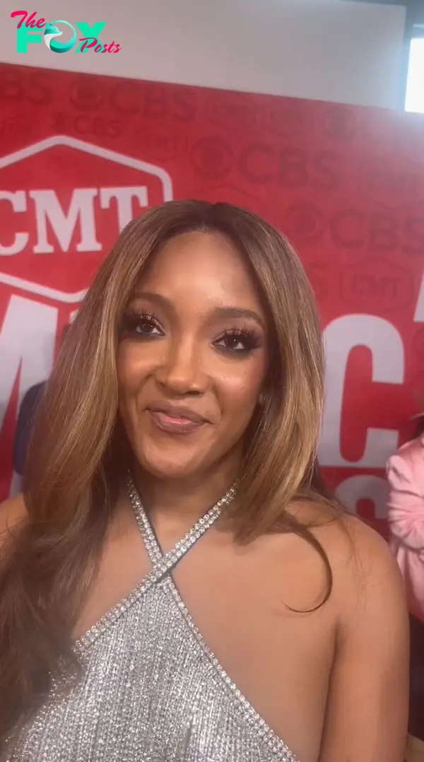 Mickey Guyton talking to Page Six at the 2024 CMT Awards.