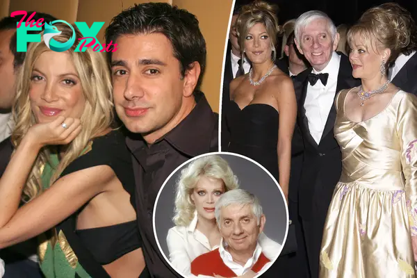 Tori Spelling and Charlie Shahnaian, split with Candy Spelling and Aaron Spelling