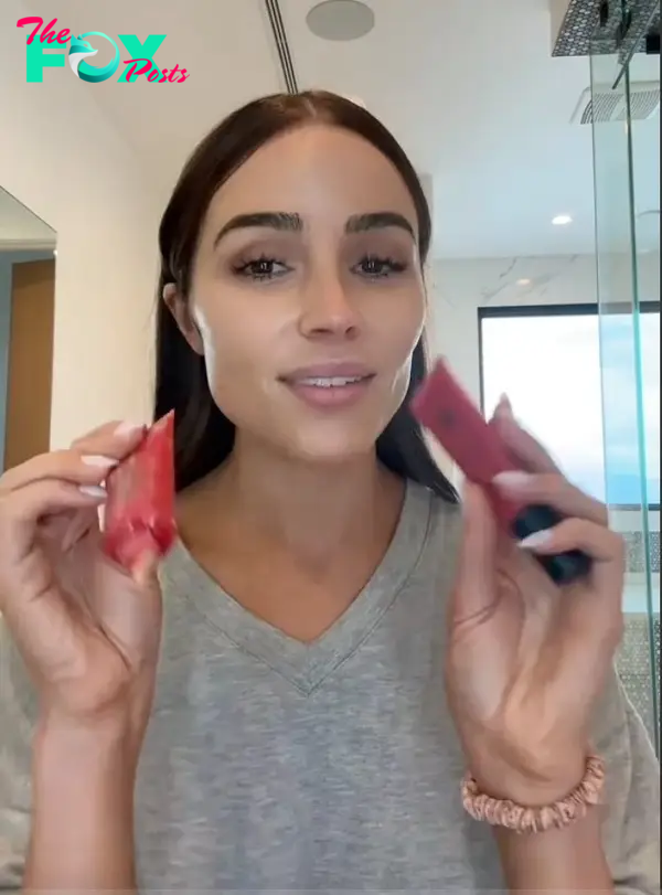 Olivia Culpo in a Get Ready With Me video on TikTok. 