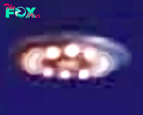 A close up of the second UFO shows it as having six lights