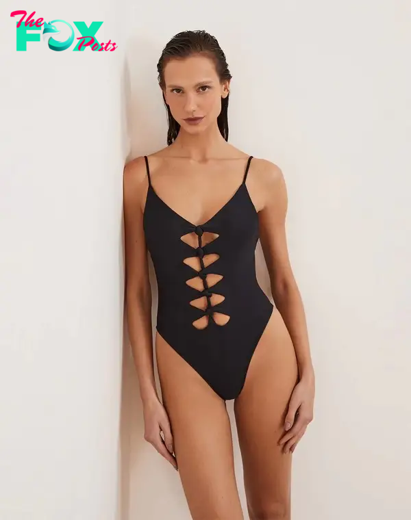 A model in a cut-out one-piece