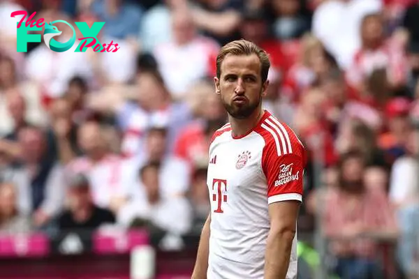 Munich (Germany), 13/04/2024.- Munich's Harry Kane reacts during the German Bundesliga soccer match between FC Bayern Munich and 1. FC Cologne in Munich, Germany, 13 April 2024. (Alemania, Colonia) EFE/EPA/ANNA SZILAGYI CONDITIONS - ATTENTION: The DFL regulations prohibit any use of photographs as image sequences and/or quasi-video.
