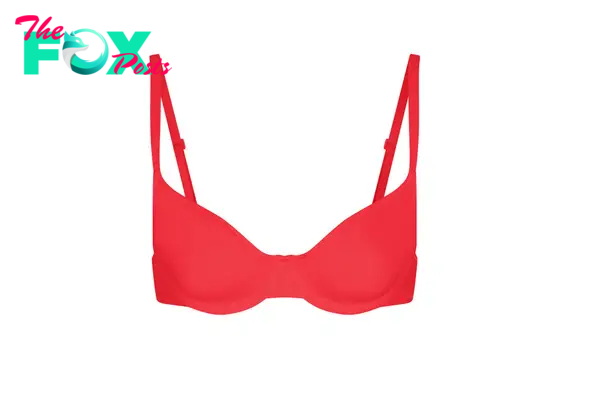 A red underwire bikini top