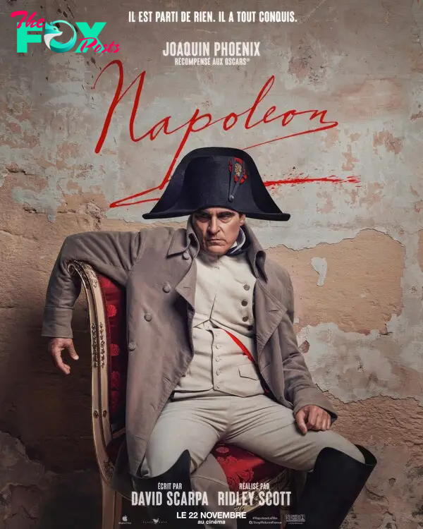 Joaquin Phoenix in a "Napoleon" poster.