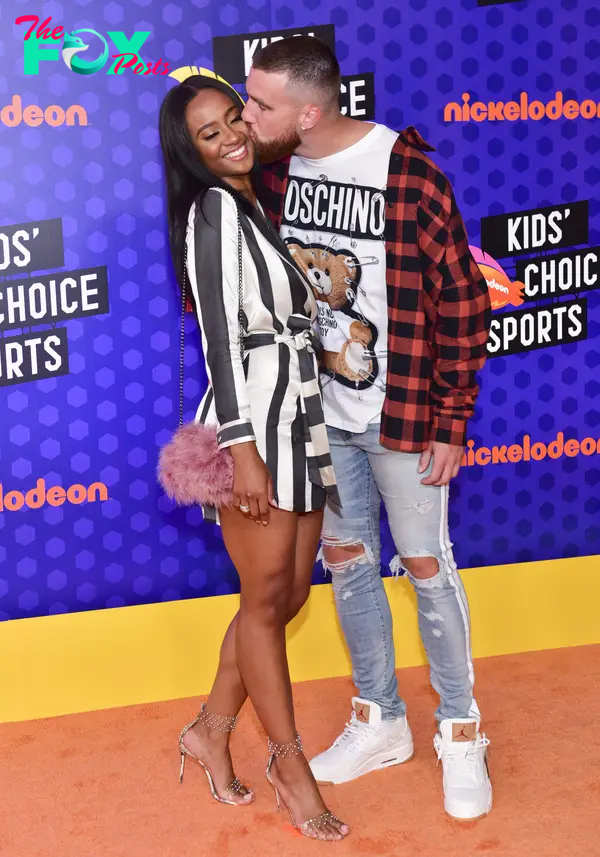 Kayla Nicole and Travis Kelce at the 2018 Nickelodeon Kids' Choice Sports Awards.