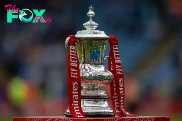 LEICESTER, ENGLAND - Saturday, July 30, 2022: The FA Cup trophy on display before the FA Community Shield friendly match between Liverpool FC and Manchester City FC at the King Power Stadium. Liverpool won 3-1. (Pic by David Rawcliffe/Propaganda)