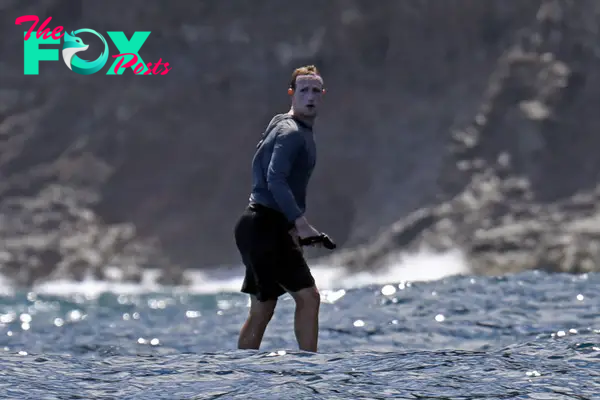 Mark Zuckerberg with white sunscreen on his face.