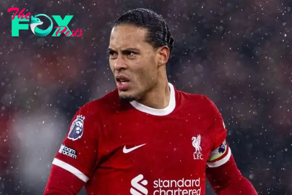 LIVERPOOL, ENGLAND - Monday, January 1, 2024: Liverpool's captain Virgil van Dijk during the FA Premier League match between Liverpool FC and Newcastle United FC on New Year's Day at Anfield. Liverpool won 4-2. (Photo by David Rawcliffe/Propaganda)