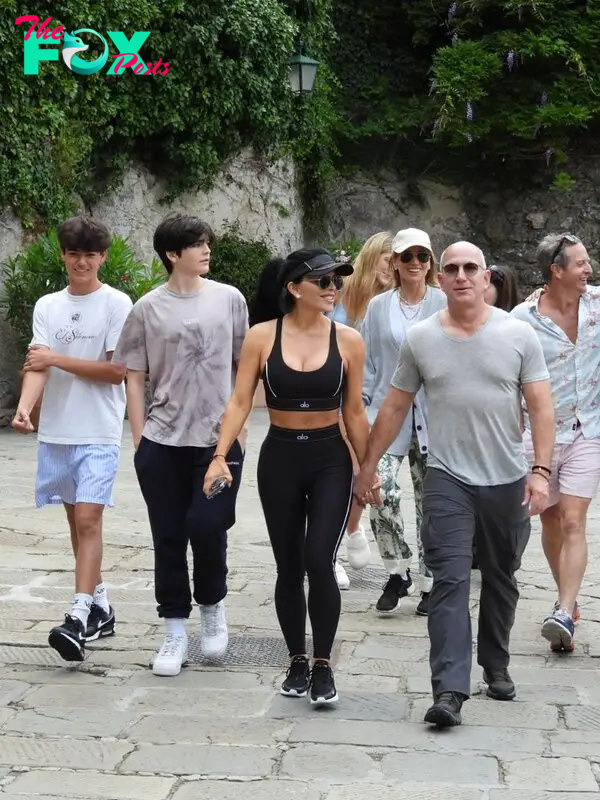Jeff Bezos and Lauren Sanchez spotted strolling hand in hand in Portofino.
