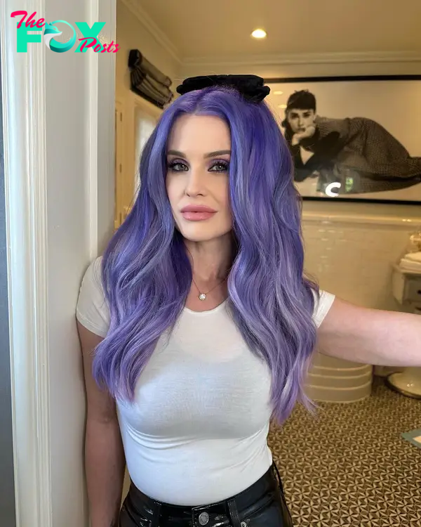 Kelly Osbourne with purple hair.