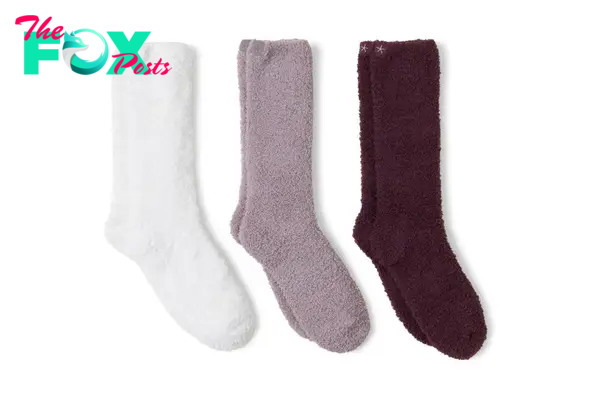 A set of three fuzzy socks