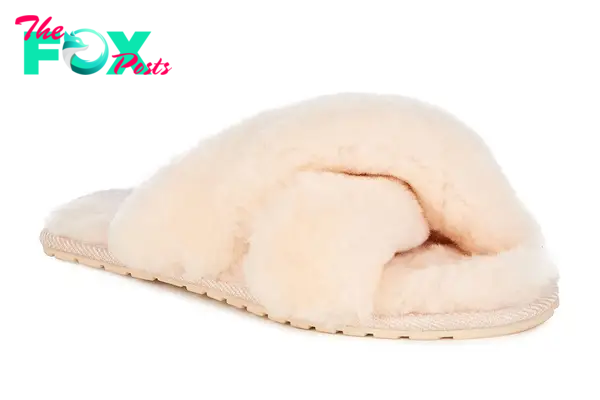 A pink fluffy slipper