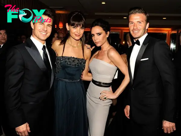 Victoria and David Beckham at Vanity Fair party with Tom Cruise and Katie Holmes.