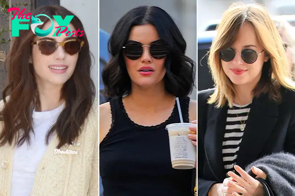 Emma Roberts, Lucy Hale and Dakota Johnson in Garrett Leight sunglasses