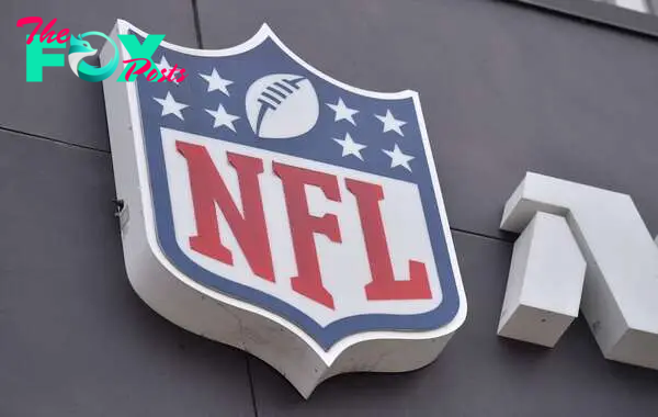 The NFL logo is seen on the side of the NFL Network building in Culver City.