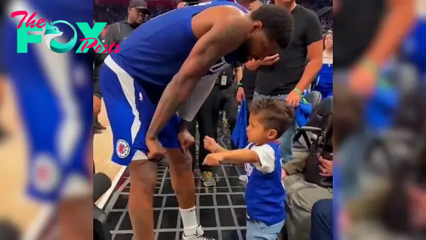 The LA Clippers beat the Dallas Mavericks in Game 1 of the NBA Playoffs on Sunday and Paul George's youngest kid was there to celebrate with him.