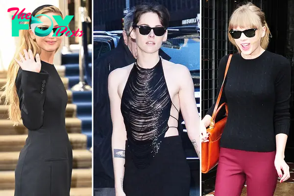 Jennifer Lawrence, Kristen Stewart and Taylor Swift wearing Ray-Ban sunglasses.