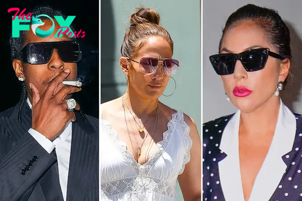 A$AP Rocky, Jennifer Lopez and Lady Gaga in sunglasses