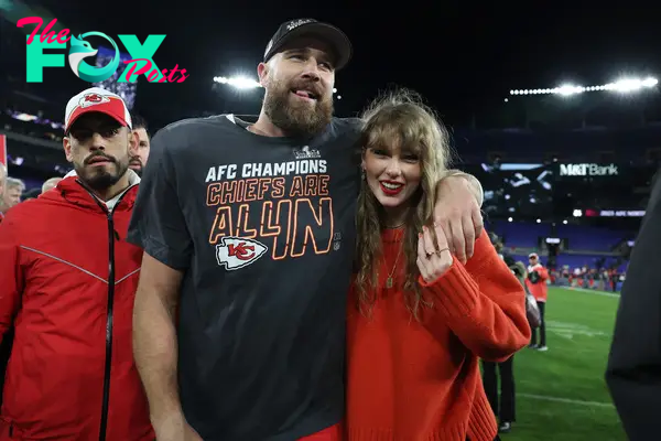 Taylor Swift and Travis Kelce after his game.