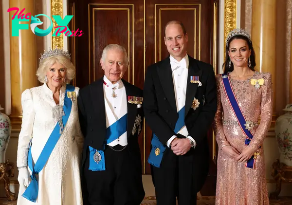 King Charles III, Queen Camilla, Prince William and Kate Middleton.