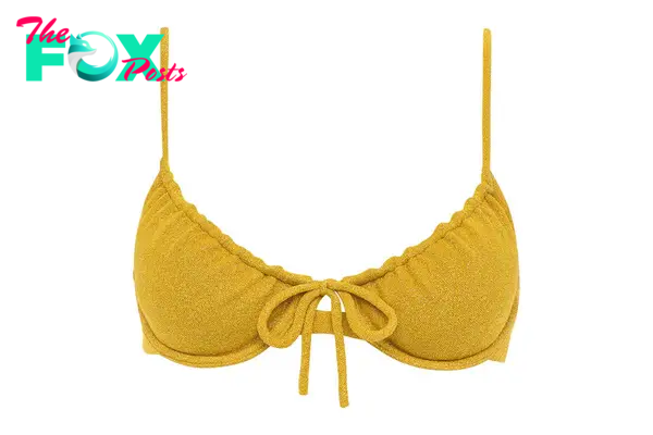 A yellow bikini top