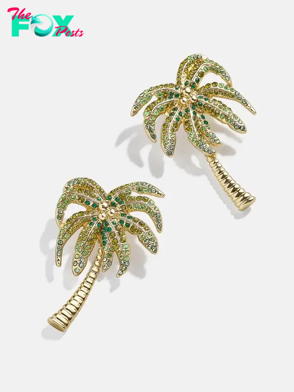 Sparkly palm tree-shaped earrings