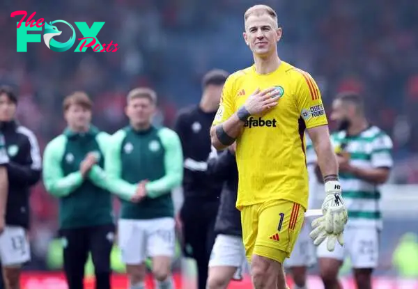 Joe Hart of Celtic is seen as Celtic win a penalty shoot out during the Aberdeen v Celtic - Scottish Cup Semi Final at Hampden Park on April 20, 20...