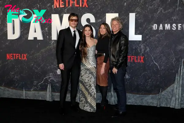 Jon Bon Jovi and Dorothea Hurley with their son and Millie Bobby Brown.