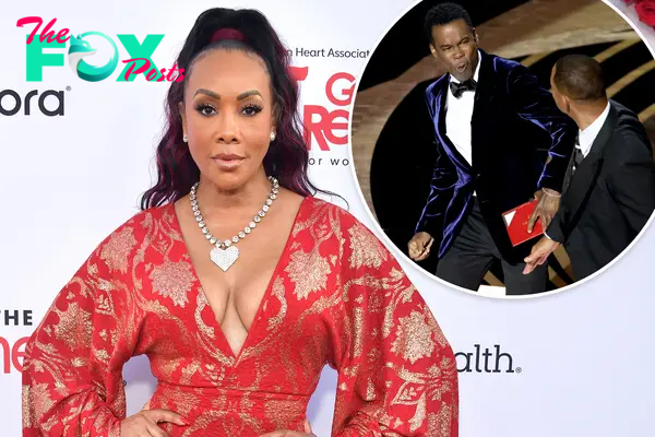 Vivica A. Fox at the American Heart Association Red Dress Collection Concert; Will Smith slapping Chris Rock