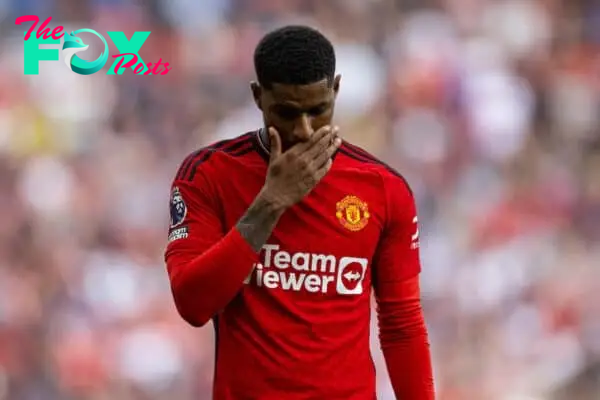MANCHESTER, ENGLAND - Saturday, August 26, 2023: Manchester United's Marcus Rashford during the FA Premier League match between Manchester United FC and Nottingham Forest FC at Old Trafford. Man Utd won 3-2. (Pic by David Rawcliffe/Propaganda)