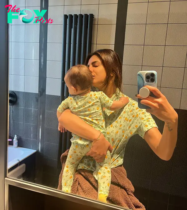 Priyanka Chopra-Jonas matching daughter Malti in pjs for a mirror selfie