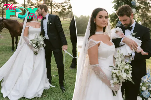 A split of Nick Viall and Natalie Joy at their wedding.
