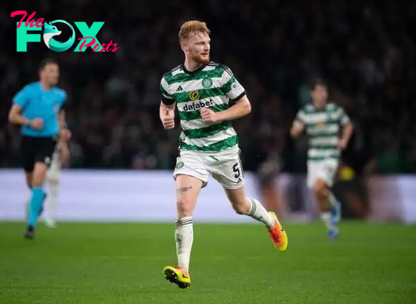 Liam Scales of Celtic in action during the UEFA Champions League match between Celtic FC and Atletico Madrid at Celtic Park Stadium on October 25, ...