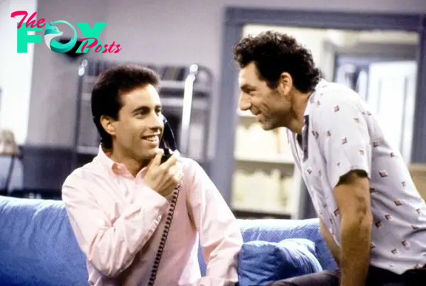 jerry seinfeld and michael richards filming "seinfeld"