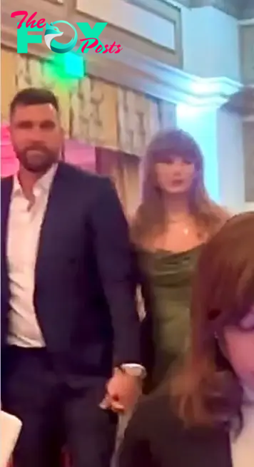 Travis Kelce and Taylor Swift at the 15 and the Mahomies Gala. 