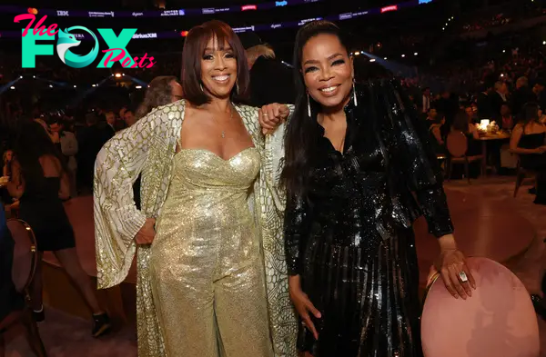 Gayle King and Oprah Winfrey at the 2024 Grammys.