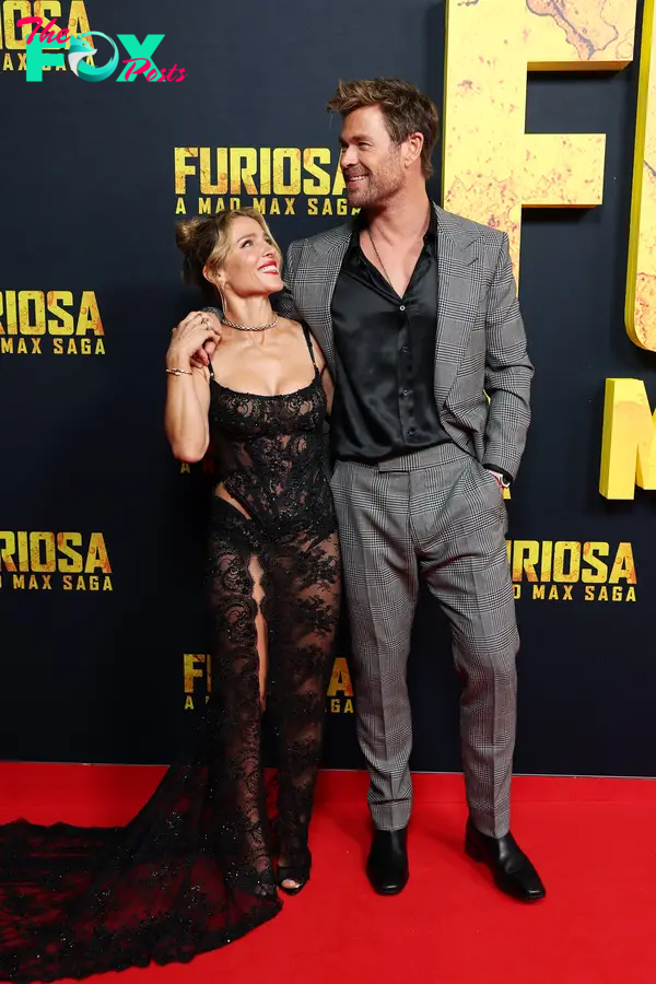 Chris Hemsworth and his wife, Elsa Pataky, at a movie premiere.