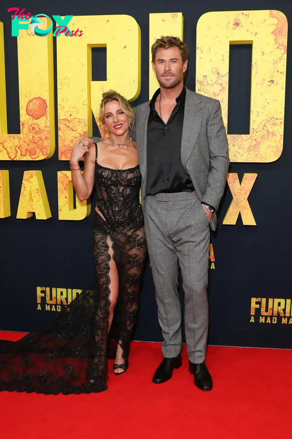 Chris Hemsworth and his wife, Elsa Pataky, at a movie premiere.