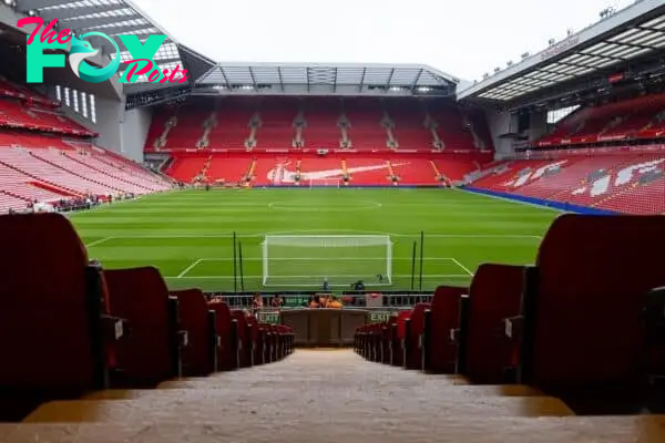 LIVERPOOL, ENGLAND - Saturday, February 10, 2024: Liverpool's A general view of Anfield Stadium seen before the FA Premier League match between Liverpool FC and Burnley FC. (Photo by David Rawcliffe/Propaganda) This image is a digital composite of several images.