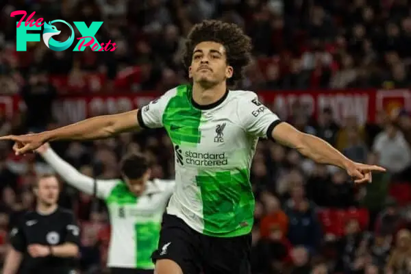 LONDON, ENGLAND - Friday, February 25, 2022: Liverpool's Jayden Danns celebrates after scoring the third goal during the Premier League 2 Division 1 match between Arsenal FC Under-23's and Liverpool FC Under-23's at Meadow Park. (Pic by David Rawcliffe/Propaganda)