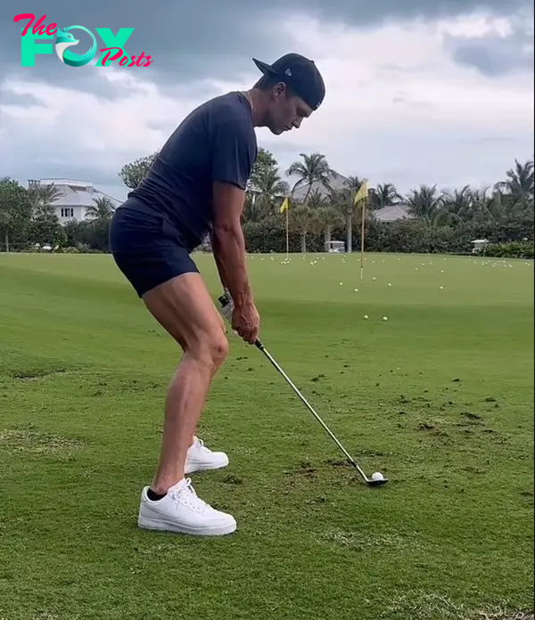 Tom Brady playing golf.