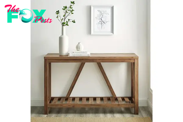 A wooden console table