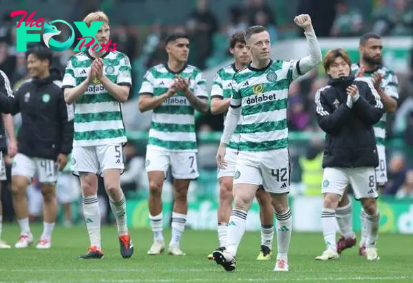 Callum McGregor of Celtic is seen at full time during the Cinch Scottish Premiership match between Celtic FC and Heart of Midlothian at Celtic Park...
