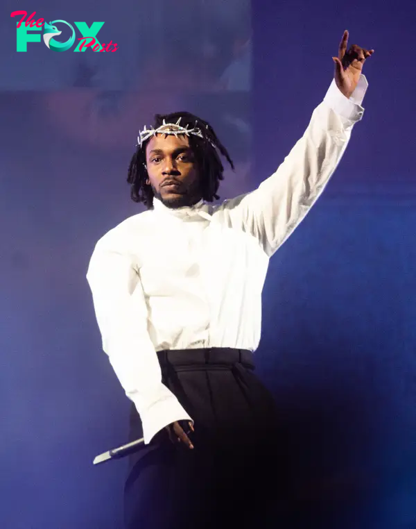 Kendrick Lamar performing at the 2022 Glastonbury Festival.