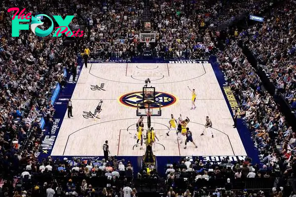 Apr 29, 2024; Denver, Colorado, USA; A general view in the fourth quarter between the Denver Nuggets and the Los Angeles Lakers during game five of the first round for the 2024 NBA playoffs at Ball Arena. Mandatory Credit: Isaiah J. Downing-USA TODAY Sports