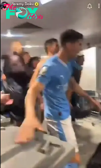 Jeremy Doku shared a video of the celebrations on social media