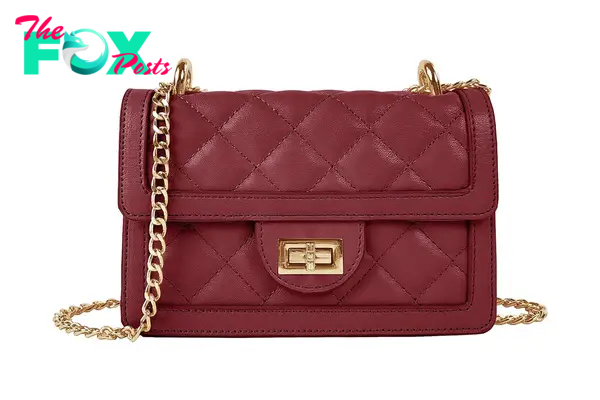 A burgundy purse