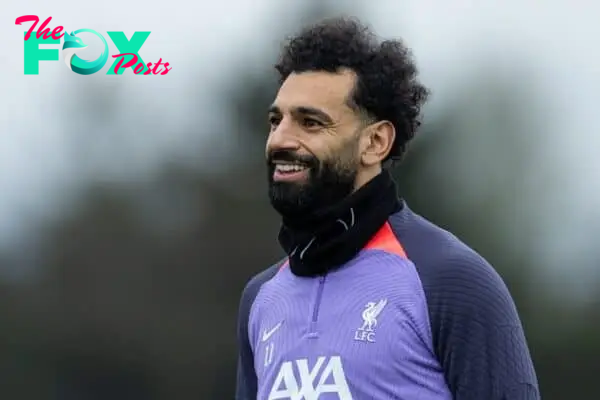 LIVERPOOL, ENGLAND - Wednesday, April 10, 2024: Liverpool's Mohamed Salah during a training session at the AXA Training Centre ahead of the UEFA Europa League Quarter-Final 1st Leg match between Liverpool FC and BC Atalanda. (Photo by David Rawcliffe/Propaganda)